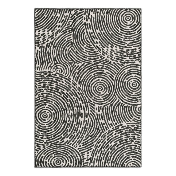 Unique Loom Outdoor Modern Collection Area Rug - Maze (4' 1" x 6' 1" Rectangle Black and White)