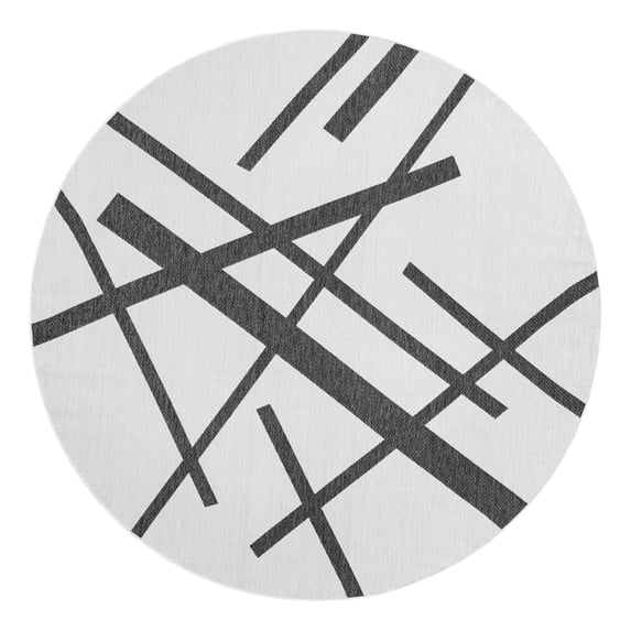 Unique Loom Outdoor Modern Collection Area Rug - Mikado (10' Round Black and White)