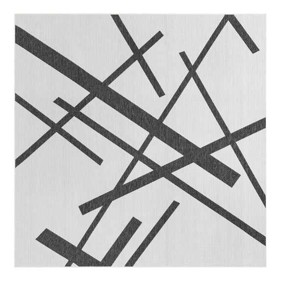Unique Loom Outdoor Modern Collection Area Rug - Mikado (10' Square Black and White)
