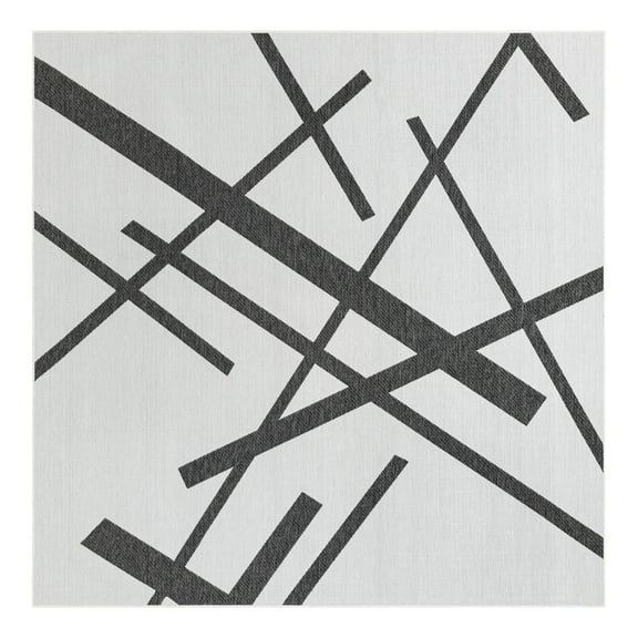 Unique Loom Outdoor Modern Collection Area Rug - Mikado (10' Square Black and White)