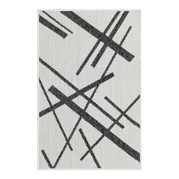 Unique Loom Outdoor Modern Collection Area Rug - Mikado (2' x 3' 1" Rectangle Black and White)