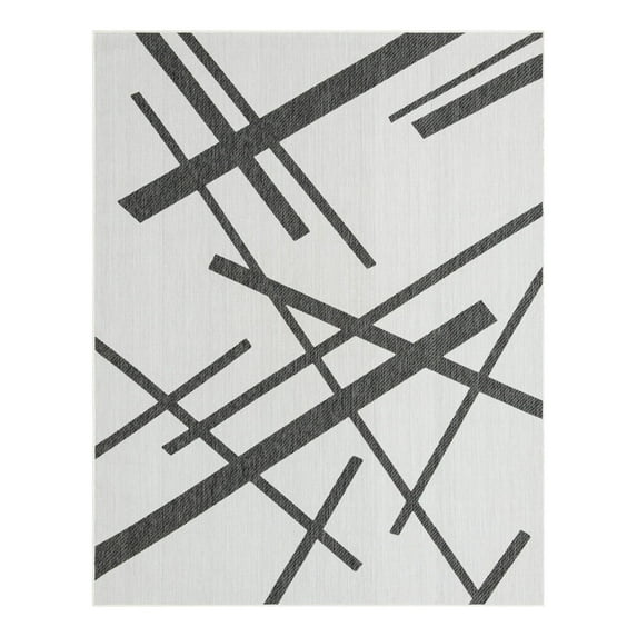 Unique Loom Outdoor Modern Collection Area Rug - Mikado (7' 10" x 10' Rectangle Black and White)