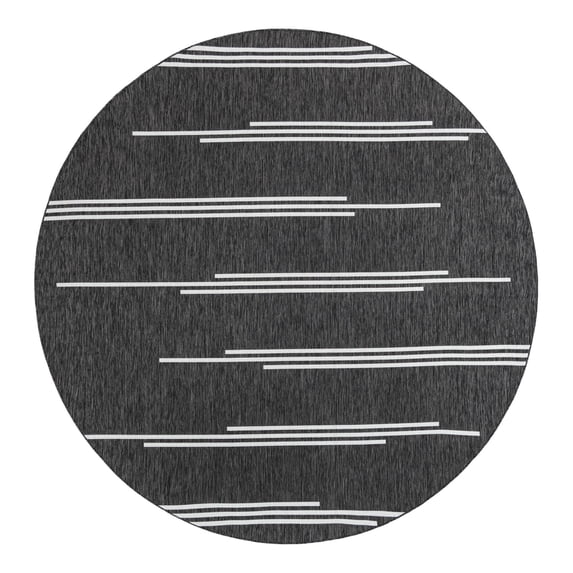 Unique Loom Outdoor Modern Collection Area Rug - Miranda (10' Round Black and White)