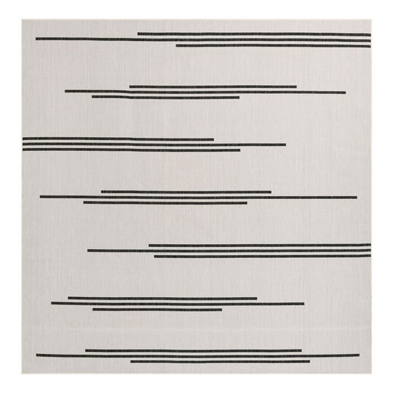 Unique Loom Outdoor Modern Collection Area Rug - Miranda (10' Square White and Black)