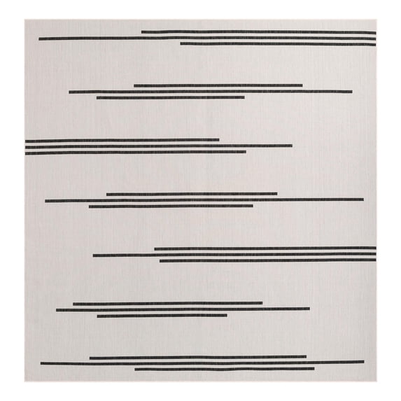 Unique Loom Outdoor Modern Collection Area Rug - Miranda (12' Square White and Black)