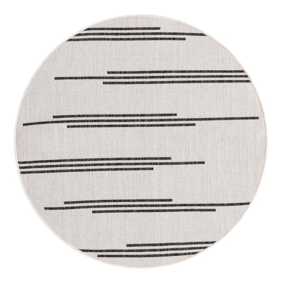 Unique Loom Outdoor Modern Collection Area Rug - Miranda (3' 3" Round White and Black)