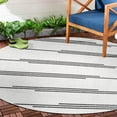 thumbnail image 1 of Unique Loom Outdoor Modern Collection Area Rug - Miranda (6' 1" Round White and Black), 1 of 11