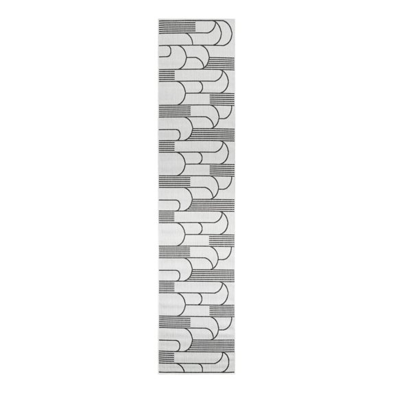 Unique Loom Outdoor Modern Collection Area Rug - Mod (2' 7" x 12' Runner White and Black)