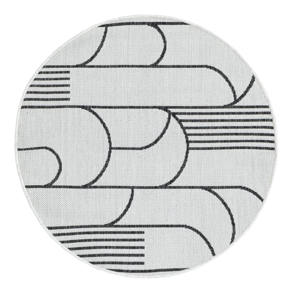Unique Loom Outdoor Modern Collection Area Rug - Mod (3' 3" Round White and Black)