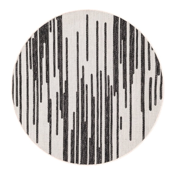 Unique Loom Outdoor Modern Collection Area Rug - Monochrome (3' 1" Round Black and White)
