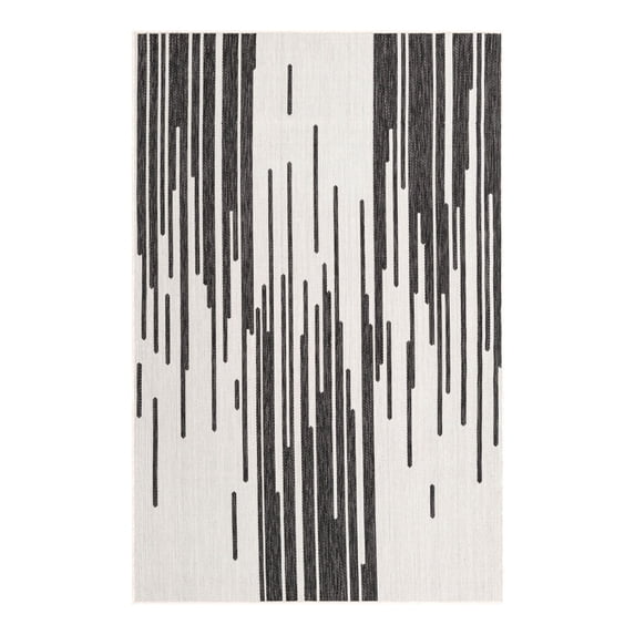 Unique Loom Outdoor Modern Collection Area Rug - Monochrome (5' 3" x 8' Rectangle Black and White)