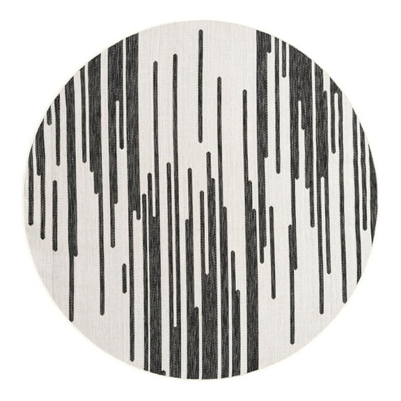 Unique Loom Outdoor Modern Collection Area Rug - Monochrome (6' 1" Round Black and White)