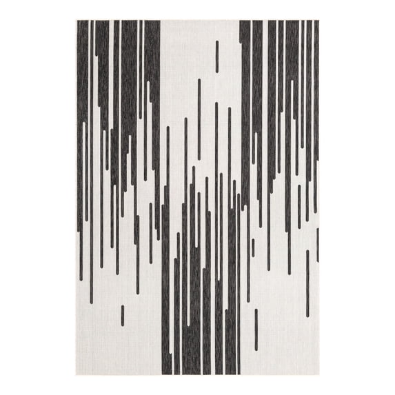 Unique Loom Outdoor Modern Collection Area Rug - Monochrome (7' 1" x 10' Rectangle Black and White)