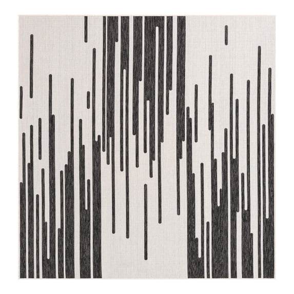 Unique Loom Outdoor Modern Collection Area Rug - Monochrome (7' 10" Square Black and White)