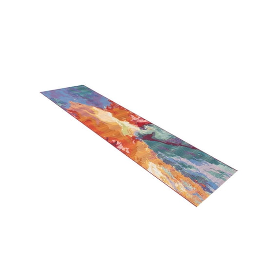 Unique Loom Outdoor Modern Collection Area Rug - Monteverde (2' x 4' 1" Runner Multi/Green)