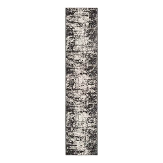 Unique Loom Outdoor Modern Collection Area Rug - Nephele (2' 7" x 12' Runner Black and White)