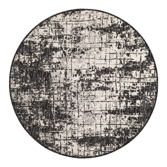 Unique Loom Outdoor Modern Collection Area Rug - Nephele (3' 3" Round Black and White)