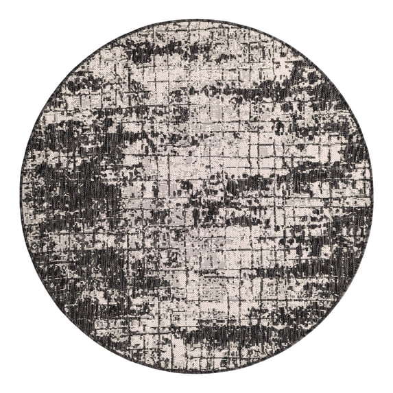Unique Loom Outdoor Modern Collection Area Rug - Nephele (4' 1" Round Black and White)