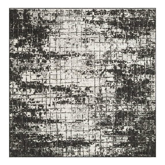 Unique Loom Outdoor Modern Collection Area Rug - Nephele (7' 10" Square Black and White)