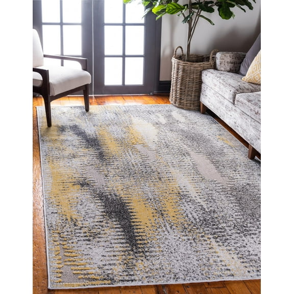 Unique Loom Outdoor Modern Collection Area Rug - New York (4' 1" x 6' 1" Rectangle Ivory/Gray)