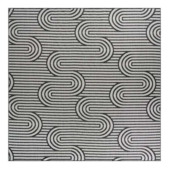 Unique Loom Outdoor Modern Collection Area Rug - Nyx (12' Square Black and White)