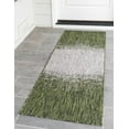thumbnail image 1 of Unique Loom Outdoor Modern Collection Area Rug - Ombre (2' x 6' 1" Runner Green/Ivory), 1 of 7