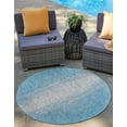 thumbnail image 1 of Unique Loom Outdoor Modern Collection Area Rug - Ombre (4' 1" Round Aqua/Ivory), 1 of 7