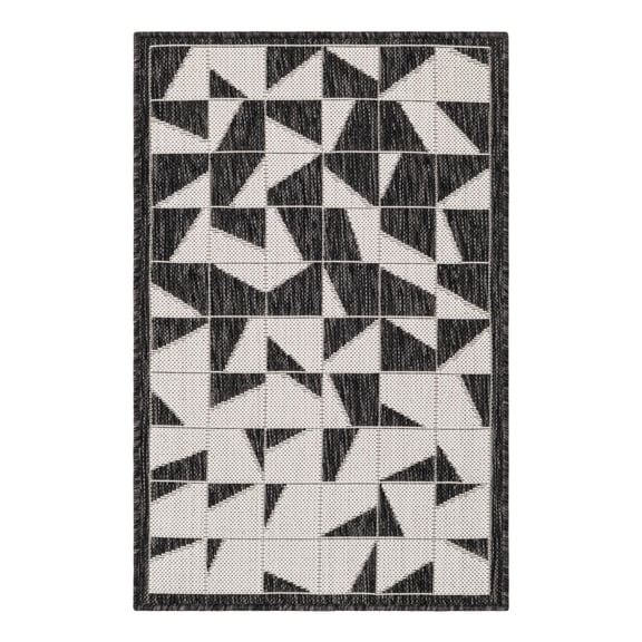 Unique Loom Outdoor Modern Collection Area Rug - Origami (2' x 3' 1" Rectangle Black and White)
