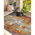 thumbnail image 1 of Unique Loom Outdoor Modern Collection Area Rug - Pine (8' Round Multi/Brown), 1 of 7