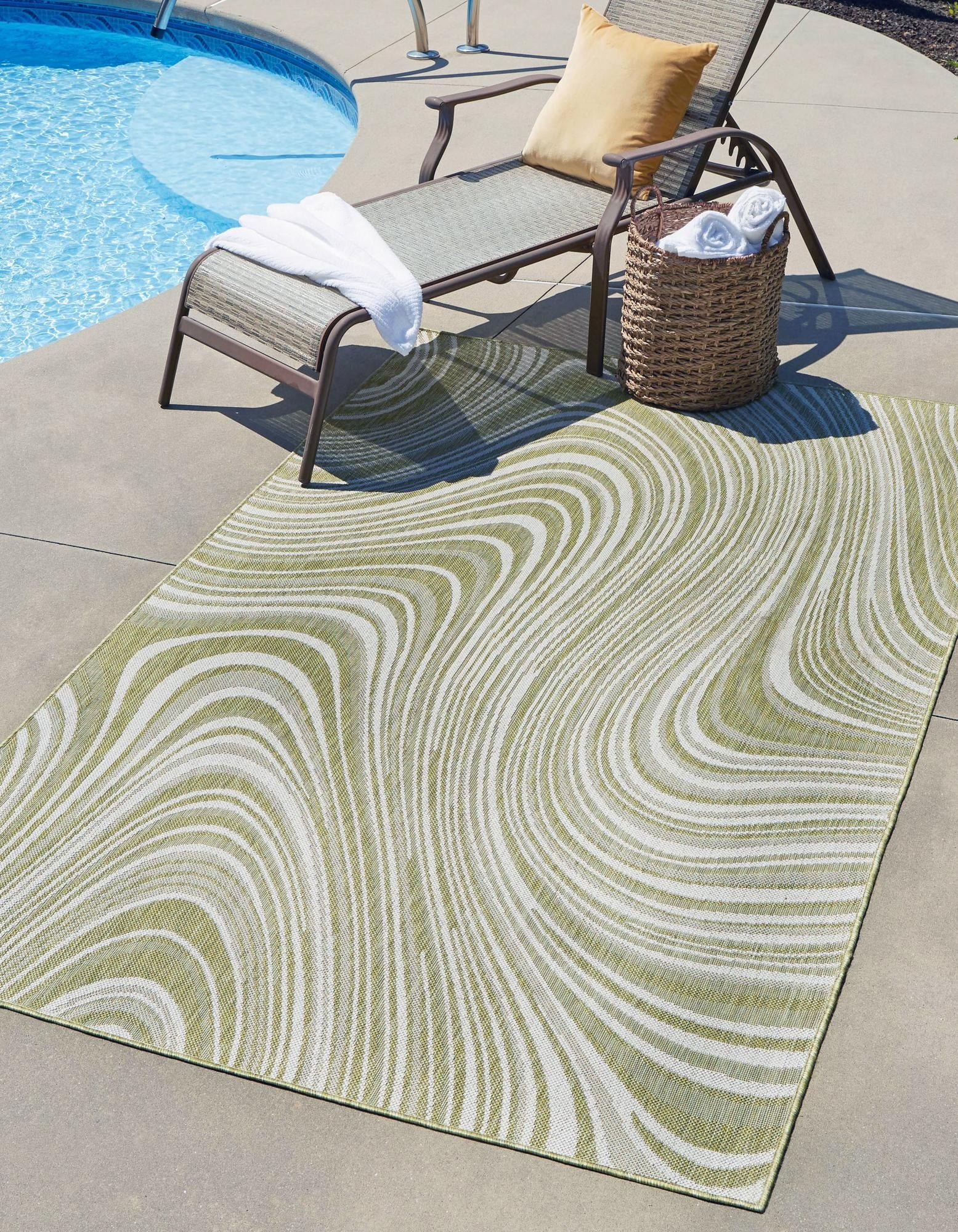 Unique Loom Outdoor Modern Collection Area Rug - Pool (7' 1" x 10 ...
