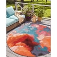 thumbnail image 1 of Unique Loom Outdoor Modern Collection Area Rug - Rayleigh (10'  Round Gray and Pink/Orange), 1 of 9