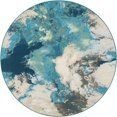 thumbnail image 1 of Unique Loom Outdoor Modern Collection Area Rug - Rip (6' 1" Round Blue and Ivory/Green), 1 of 8