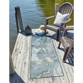 thumbnail image 1 of Unique Loom Outdoor Modern Collection Area Rug - Ripplet (2' x 5' 1" Runner Blue and Ivory/Olive), 1 of 10