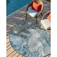 thumbnail image 1 of Unique Loom Outdoor Modern Collection Area Rug - Ripplet (4' 1" Round Blue and Ivory/Olive), 1 of 10