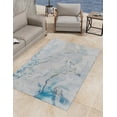 thumbnail image 1 of Unique Loom Outdoor Modern Collection Area Rug - Ripplet (7' 10" x 10' Rectangle Blue and Ivory/Olive), 1 of 8