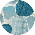 thumbnail image 1 of Unique Loom Outdoor Modern Collection Area Rug - Seaglass (10' Round Blue and Ivory/Navy Blue), 1 of 8