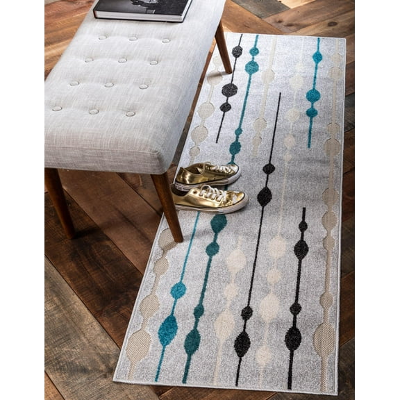 Unique Loom Outdoor Modern Collection Area Rug - Seattle (2' x 6' 1" Runner Gray/Black)