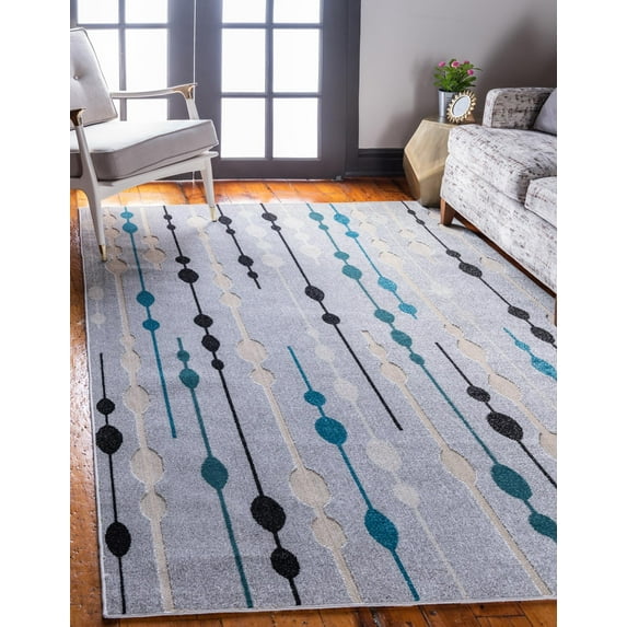 Unique Loom Outdoor Modern Collection Area Rug - Seattle (6' 1" x 9' Rectangle Gray/Black)
