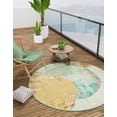 thumbnail image 1 of Unique Loom Outdoor Modern Collection Area Rug - Sepia (6' 1" Round Multi/Blue), 1 of 8