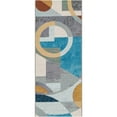 thumbnail image 1 of Unique Loom Outdoor Modern Collection Area Rug - Shapes (2' x 5' 1" Runner Multi/Brown), 1 of 7