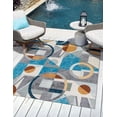 thumbnail image 1 of Unique Loom Outdoor Modern Collection Area Rug - Shapes (7' 10" Square Multi/Brown), 1 of 9