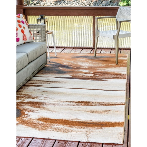 Unique Loom Outdoor Modern Collection Area Rug - Shore (2' 2" x 3' 1" Rectangle Brown/Beige)