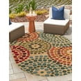 thumbnail image 1 of Unique Loom Outdoor Modern Collection Area Rug - Spark (5' 3" x 8' Oval Beige/Burgundy), 1 of 8