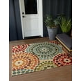 thumbnail image 1 of Unique Loom Outdoor Modern Collection Area Rug - Spark (6' 1" Square Beige/Burgundy), 1 of 7