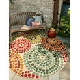 thumbnail image 1 of Unique Loom Outdoor Modern Collection Area Rug - Spark (8' Round Beige/Burgundy), 1 of 7