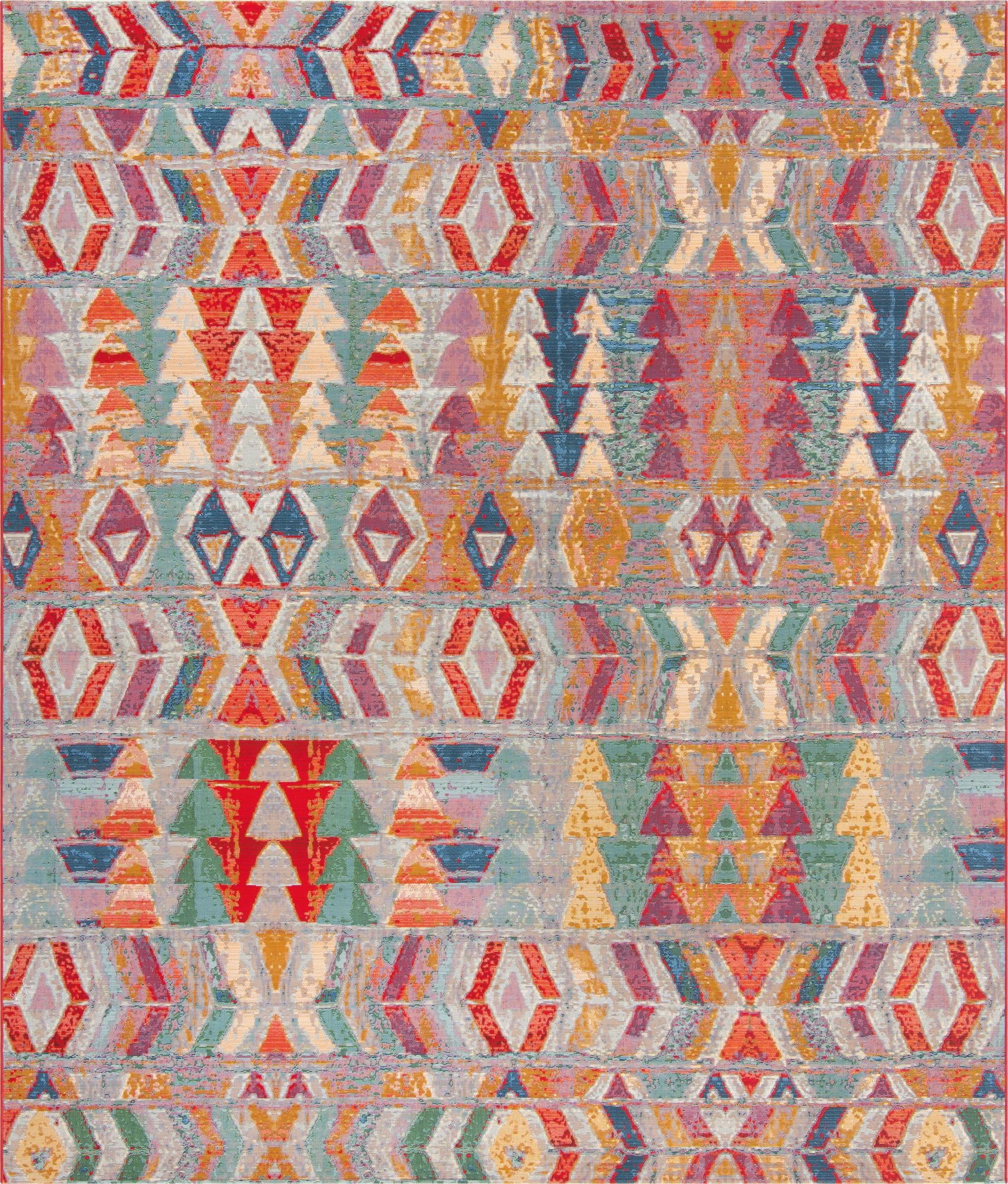 Unique Loom Outdoor Modern Collection Area Rug - Tamarindo (10'  x 12' Rectangle Multi/Burgundy)