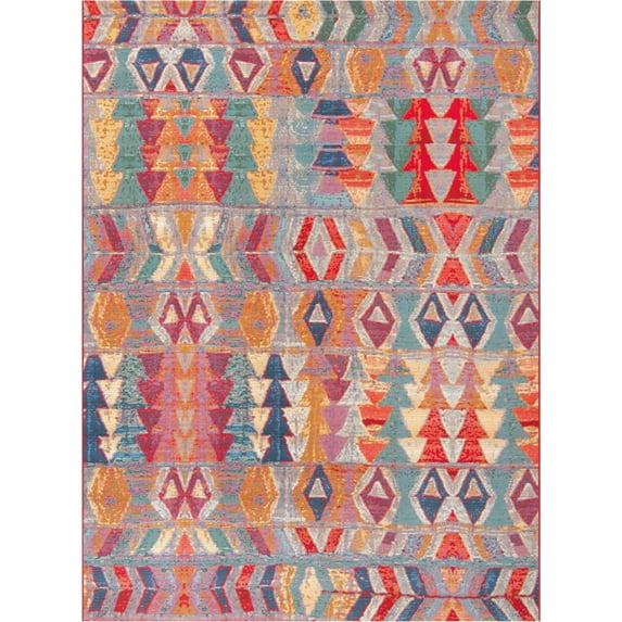 Unique Loom Outdoor Modern Collection Area Rug - Tamarindo (7' 10" x 11' Rectangle Multi/Burgundy)