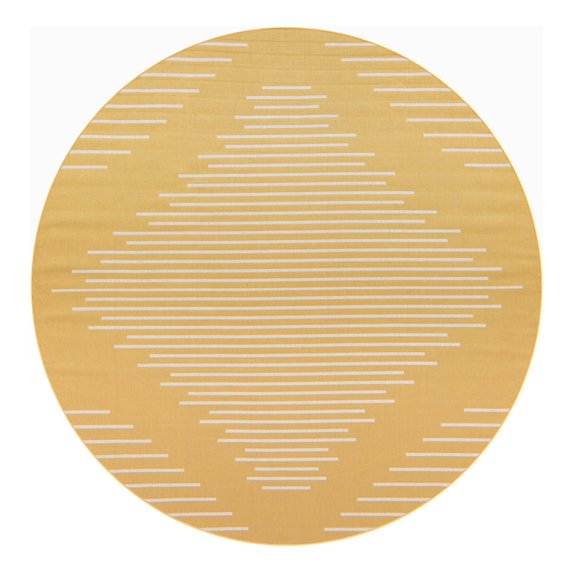 Unique Loom Outdoor Modern Collection Area Rug - Tambor (10' 8" Round Yellow/Ivory)
