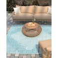 thumbnail image 1 of Unique Loom Outdoor Modern Collection Area Rug - Tambor (10' 8" Square Light Aqua/Ivory), 1 of 6