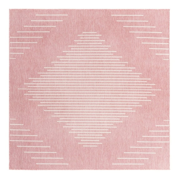Unique Loom Outdoor Modern Collection Area Rug - Tambor (10' 8" Square Pink/Ivory)